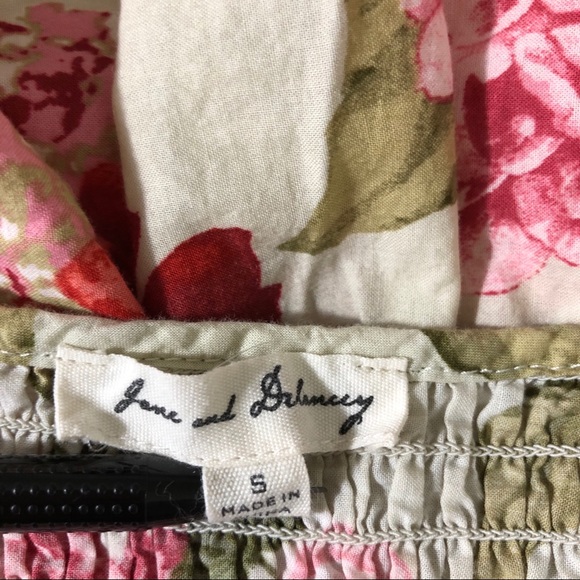 JANE & DELANCEY WOMENS FLORAL SMOCKED BELL SLEEVE PULLOVER BLOUSE TOP SZ S MULTI - Picture 5 of 7